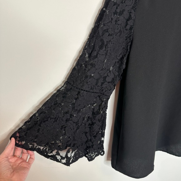 Chicos Black Lace Bell Sleeve V Neck Blouse Top Size 3‎ US XL Womens Elegant - Picture 9 of 14